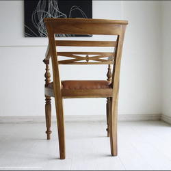 「　T様ご注文商品　」チーク無垢レザーアームチェアLB イス 本皮 椅子 チェア 皮張り 肘掛け椅子 5枚目の画像