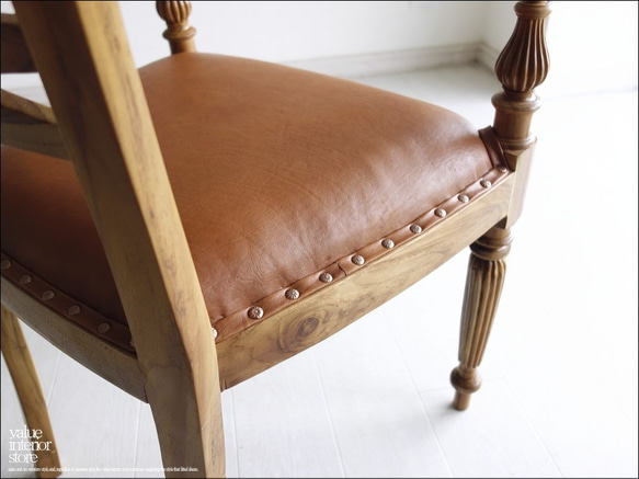 「　T様ご注文商品　」チーク無垢レザーアームチェアLB イス 本皮 椅子 チェア 皮張り 肘掛け椅子 4枚目の画像