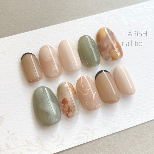 ナチュラルくすみカラーのニュアンスネイル/ネイルチップ/シアー/透け