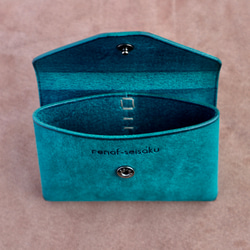 one sheet カードケース / 名刺入れ　イタリアンレザー　本革　ターコイズ　50301 3枚目の画像