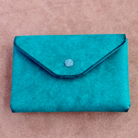 one sheet カードケース / 名刺入れ　イタリアンレザー　本革　ターコイズ　50301 1枚目の画像