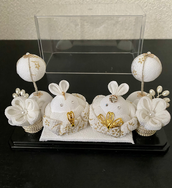 発送2月末》雛人形 ひな人形 うさぎ雛 ひな祭り 玄関ニッチ 白