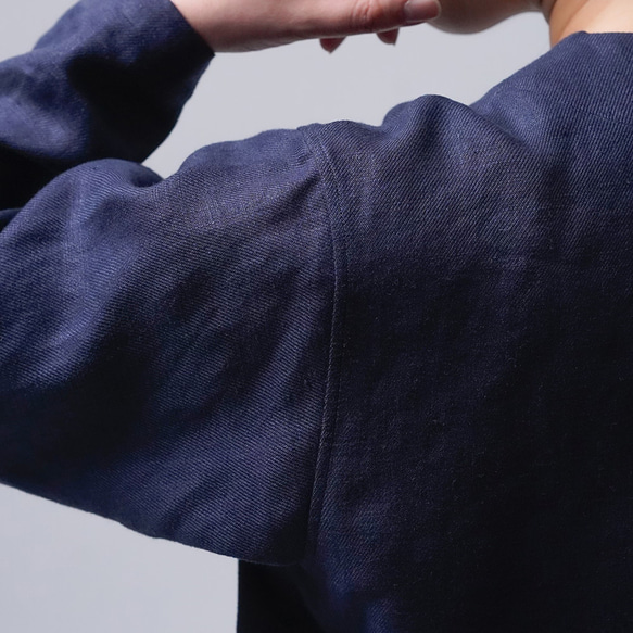 【wafu】Linen Jacket 首があきすぎないジャケット / ノクターン h038a-ntn3 15枚目の画像