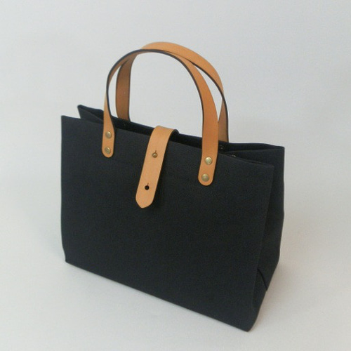 予約品]帆布8号バッグ 14 ブラック(持ち手革) ハンドバッグ Hiiragi