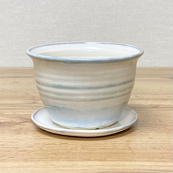 植木鉢　〜青白釉・受け皿付き〜 3枚目の画像