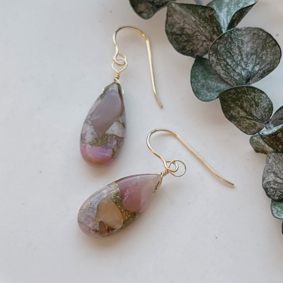 一点物フォスフォシデライト可愛いピンクのピアスチャーム