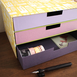 3段引き出し ペーパーカルトナージュ 1点もの フリーボックス・小物