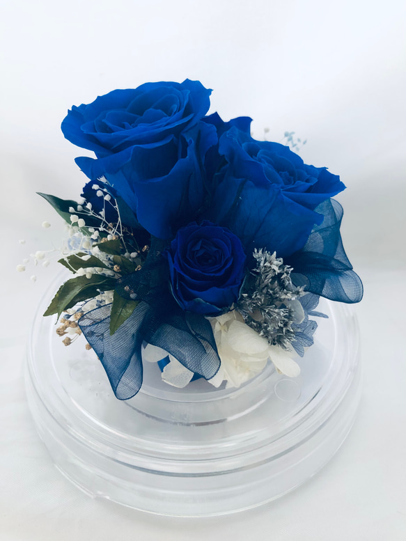 プリザーブドフラワー/ドームの中で咲く青い薔薇/ラッピング付き 5枚目の画像