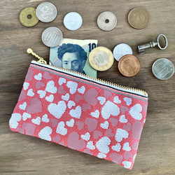 畳縁　硬幣錢包　名片夾　日式　心形圖案　粉色　可愛的 第4張的照片