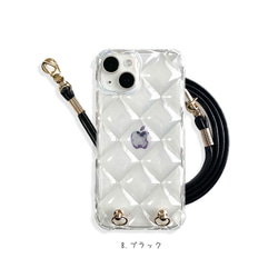 iPhone17e ショルダーケース キルティング クリア 16 16Pro 15 14 13mini 上品 推し活 14枚目の画像
