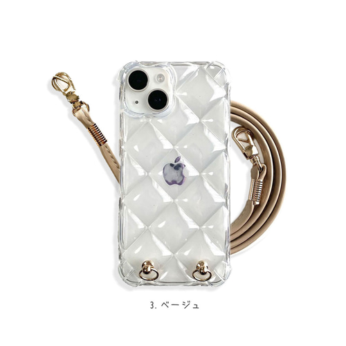 iPhone16 ショルダーケース キルティング クリア 16e 16Pro 15 14