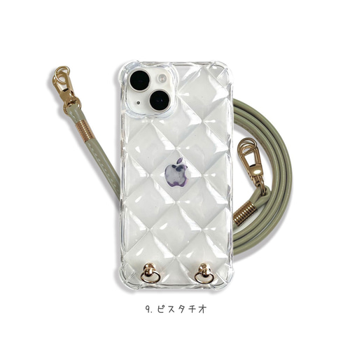 iPhone16 ショルダーケース キルティング クリア 16e 16Pro 15 14