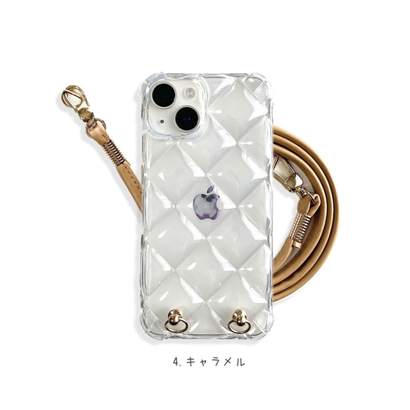 iPhone17e ショルダーケース キルティング クリア 16 16Pro 15 14 13mini 上品 推し活 10枚目の画像