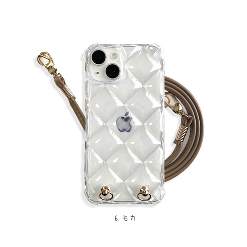 iPhone16 ショルダーケース キルティング クリア 16e 16Pro 15 14