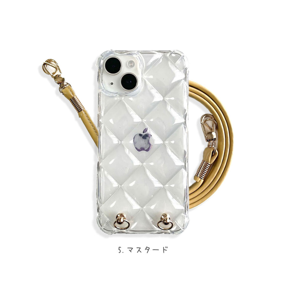 iPhone17e ショルダーケース キルティング クリア 16 16Pro 15 14 13mini 上品 推し活 11枚目の画像
