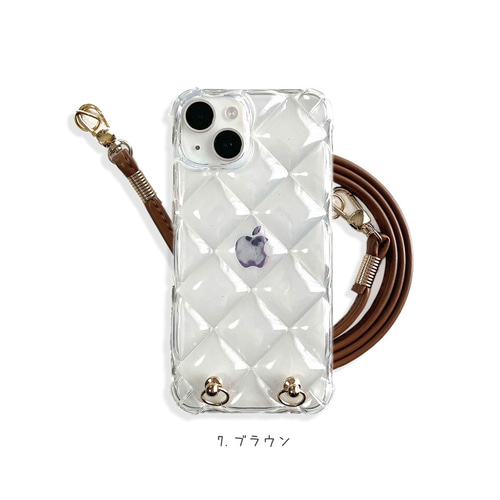 iPhone16 ショルダーケース キルティング クリア 16e 16Pro 15 14