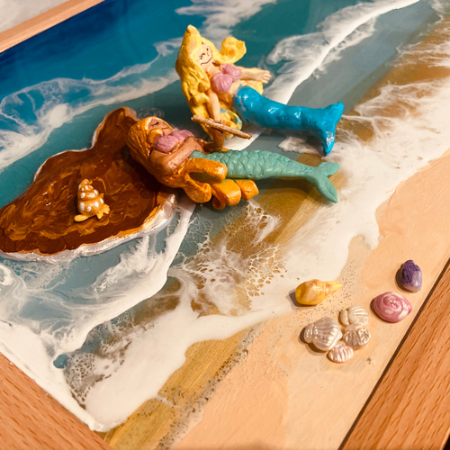 可愛い〜人魚達のあそび場所〜3D、レジン、樹脂、粘土、自然、魚、海