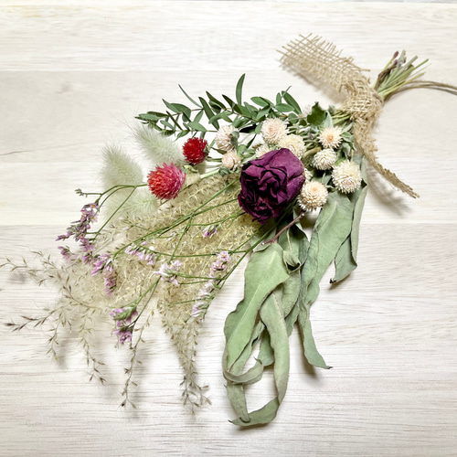 端麗〟のスワッグ シリカゲルドライフラワー バラ レモンユーカリ  