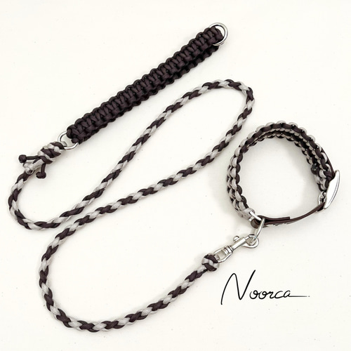 e11】パラコードスタンダードリード 4本編み×平編み リード・首輪