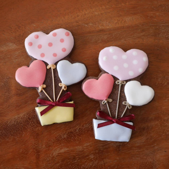 【アウトレット】バレンタイン ハートバルーン アイシングクッキー1枚 1枚目の画像