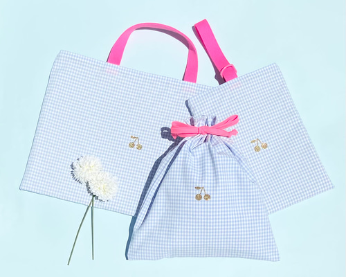 2023年度オーダースタート◎真っ赤なフリルとさくらんぼのレッスンバッグ