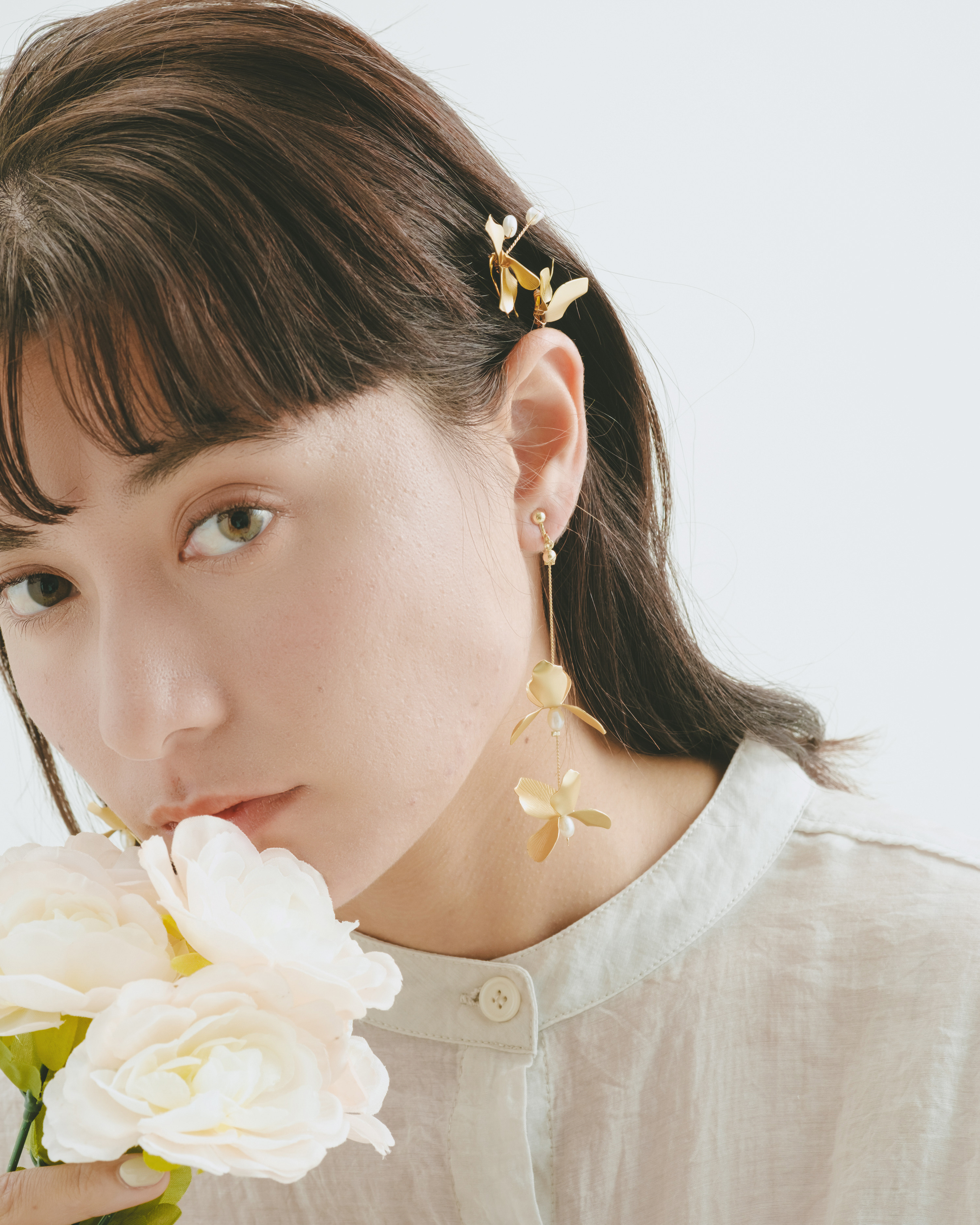 531 ピンク　フラワー　ゴールドリング　ピアス　イヤリング　ハンドメイド 531 ピンク フラワー ゴールドリング ピアス イヤリング