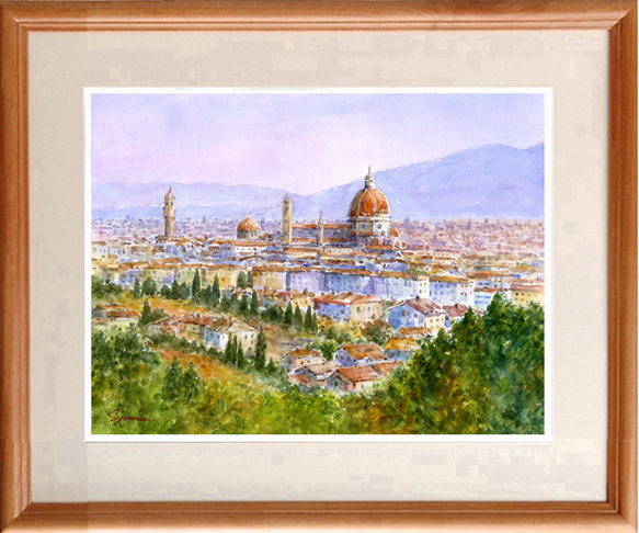 水彩画原画　フィレンツェの街　＃587 1枚目の画像
