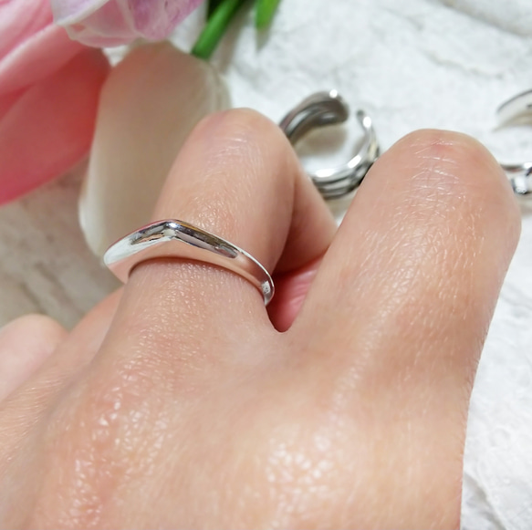 silver925⌇アレルギー対応 四角リング カクカクリング 指輪