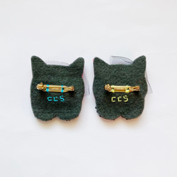 一点物【おねむねこブローチ】綺麗な猫には毒があるA（フェルト・ビーズ刺繍・ピンク・個性的・ゴスロリ・地雷系・インテリア） 4枚目の画像