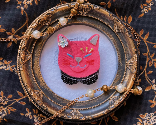 猫ちゃんの刺繍ブローチ№1 おネムな黒猫ちゃん 洗い落とし 猫ちゃんの刺繍ブローチ№1 おネムな黒猫ちゃん 洗い落とし