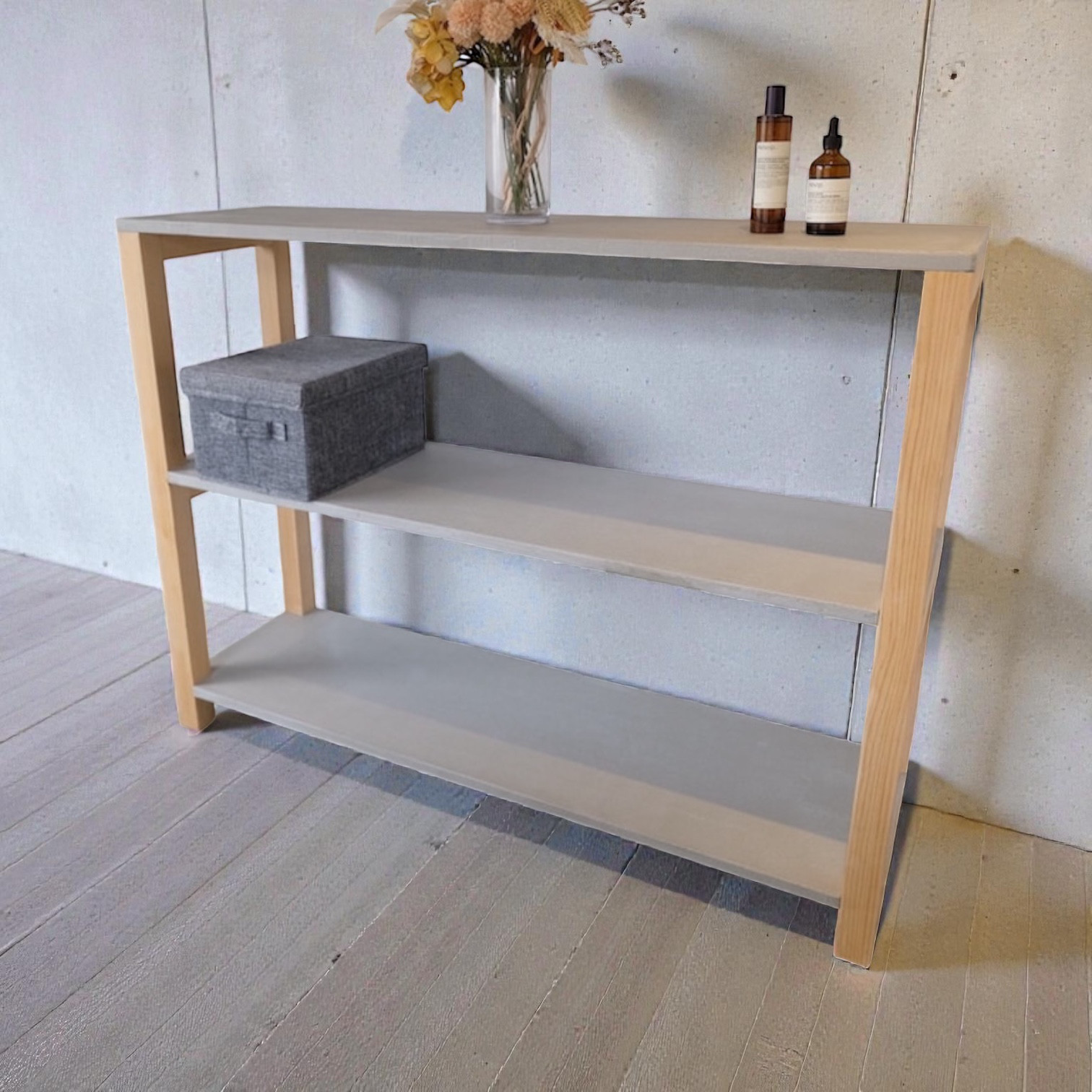 モルタル×木　シェルフ　W1200mm の商品写真