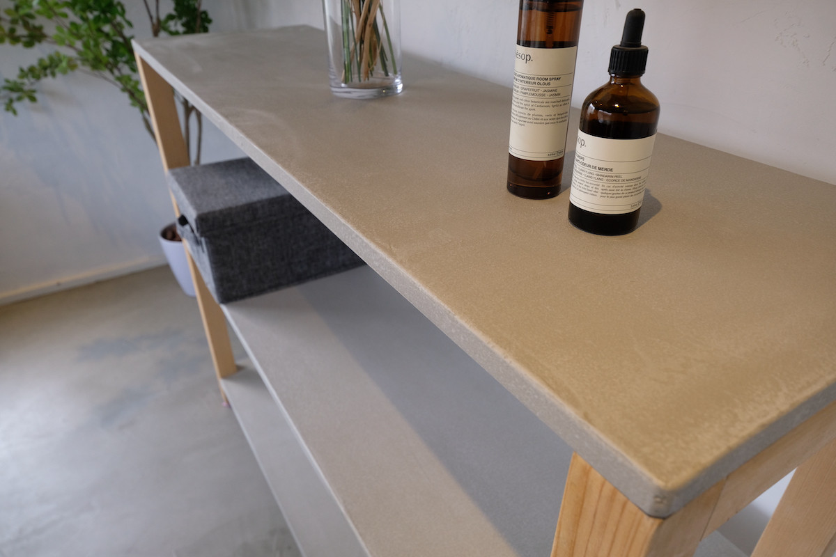 モルタル×木　シェルフ　W1200mm