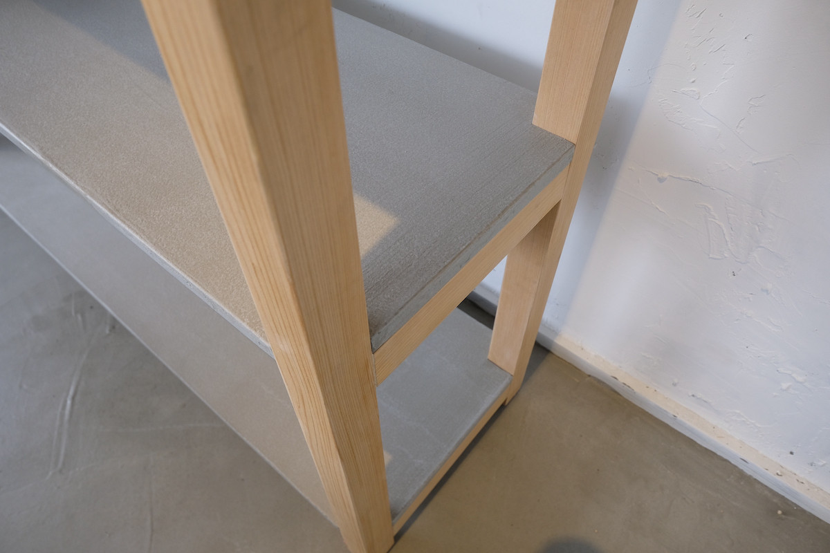 モルタル×木　シェルフ　W1200mm