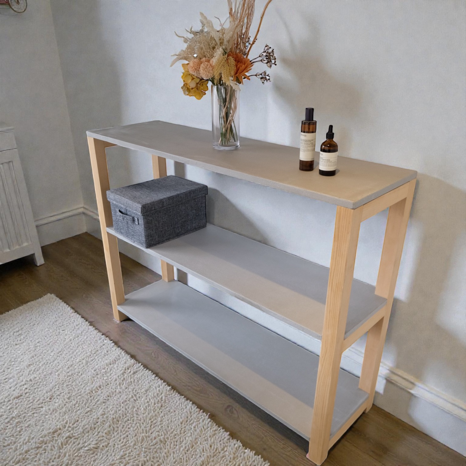 モルタル×木　シェルフ　W1200mm