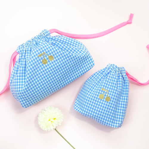 さくらんぼ】お弁当袋 ＆ コップ袋 体操服袋・お着替え袋 Pon pon mom 