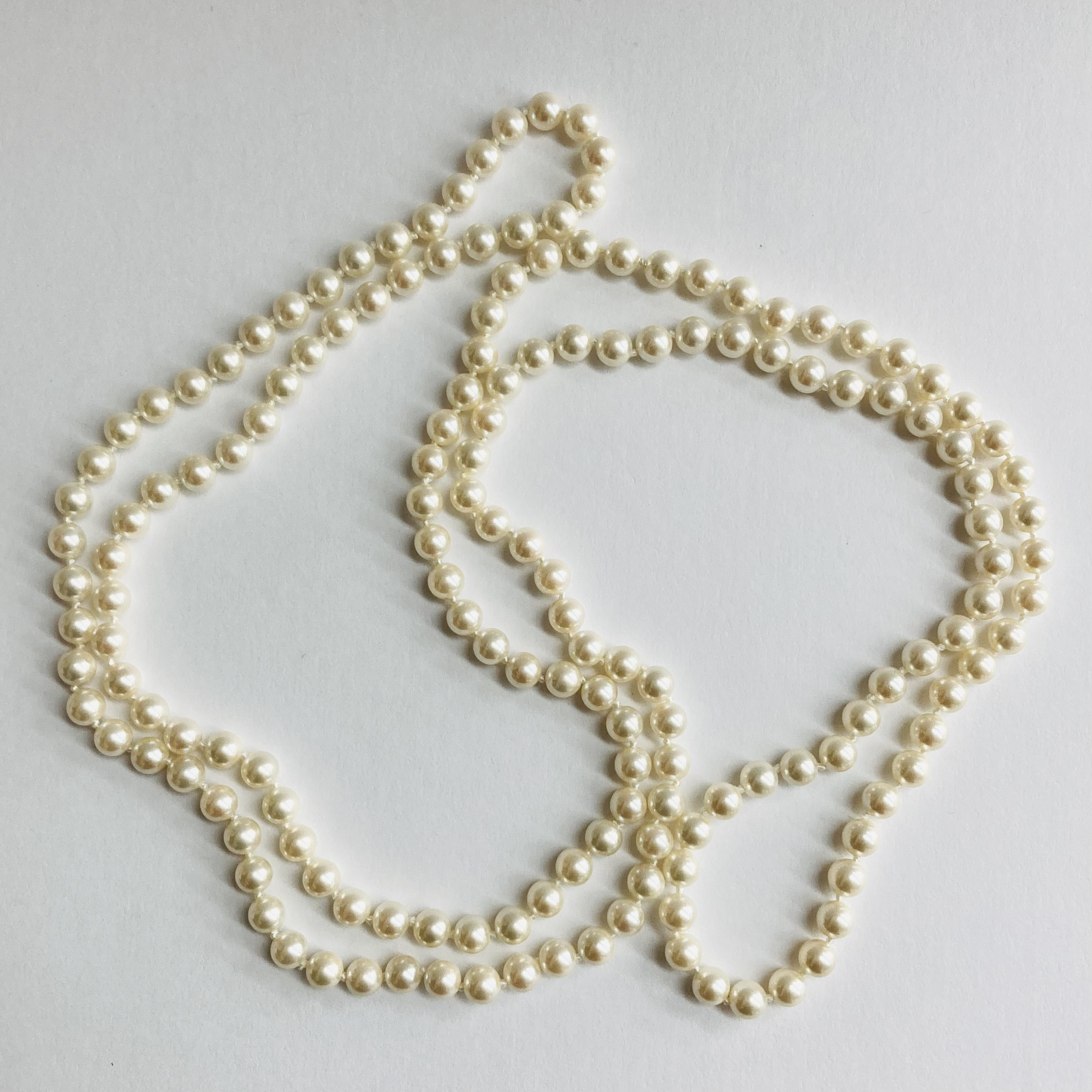 貝パールオールノットロープネックレス/エンドレス/約6.5mm約120cm/Lt.クリームツートン/日本製