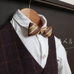 木製蝶ネクタイ【朴×ウォルナット×メープル】 12枚目の画像