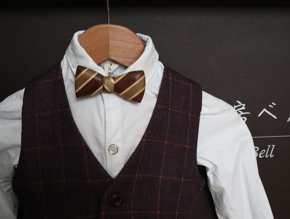 木製蝶ネクタイ【朴×ウォルナット×メープル】 11枚目の画像