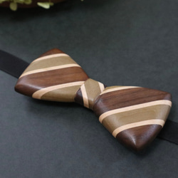 木製蝶ネクタイ【朴×ウォルナット×メープル】 8枚目の画像