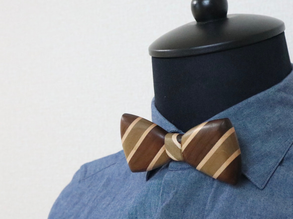 木製蝶ネクタイ【朴×ウォルナット×メープル】 13枚目の画像