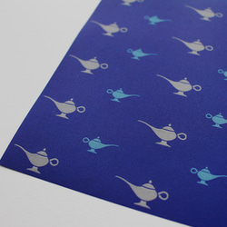 魔法のランプの包装紙（ロイヤルブルー）　A4サイズ（8枚入り）デザインペーパー　ラッピングペーパー　 1枚目の画像