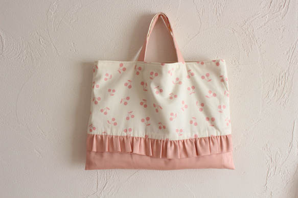 お名前刺繍入り さくらんぼのレッスンバッグ 3点セット レッスン
