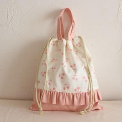 受注製作】入園入学2025 ヌビ生地 ハート レッスンバッグ&上履き入れの