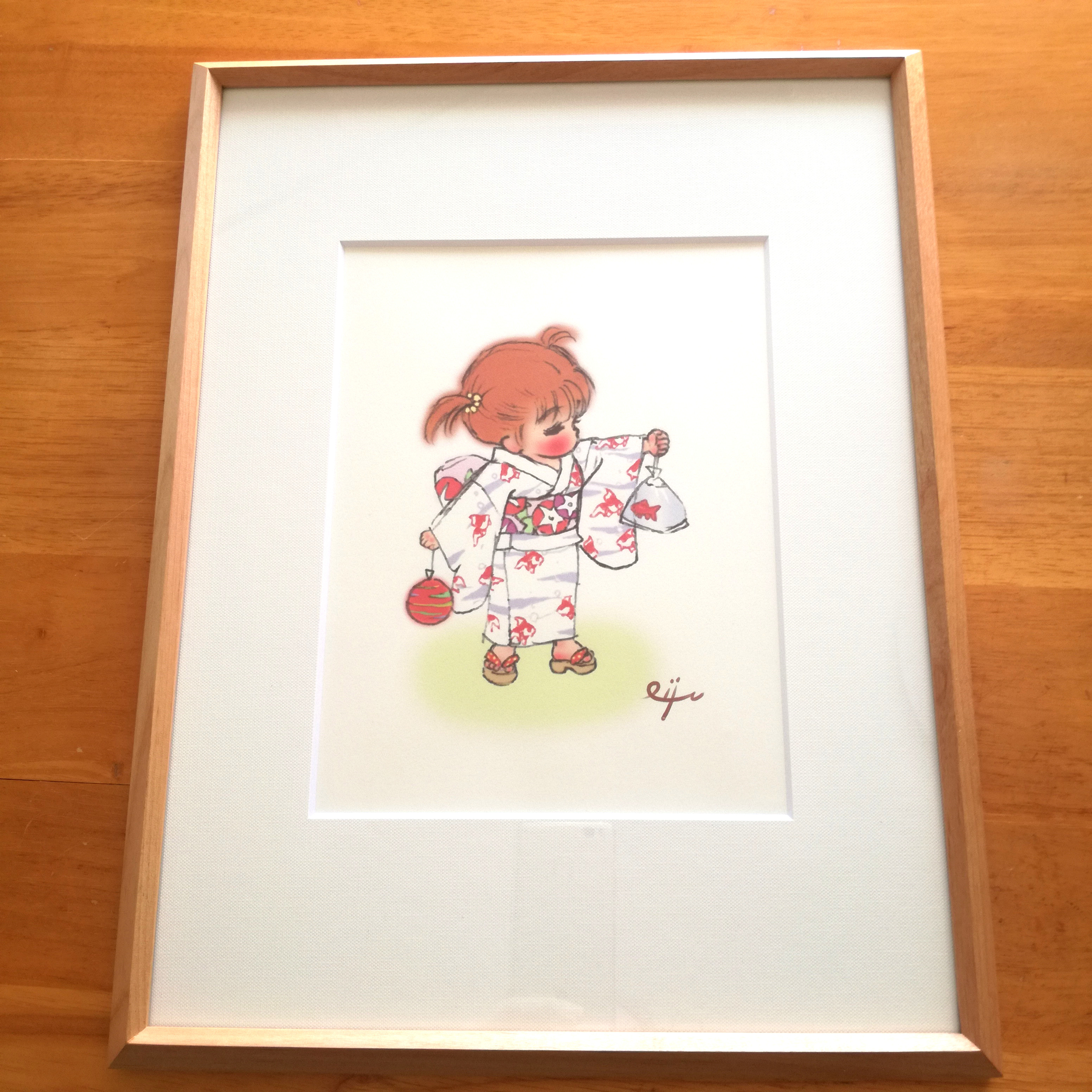 おともだち/額入りアートプリント イラスト 絵画 絵 アート 絵画