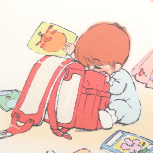 なにしてるの/額入りアートプリント イラスト 絵画 絵 アート