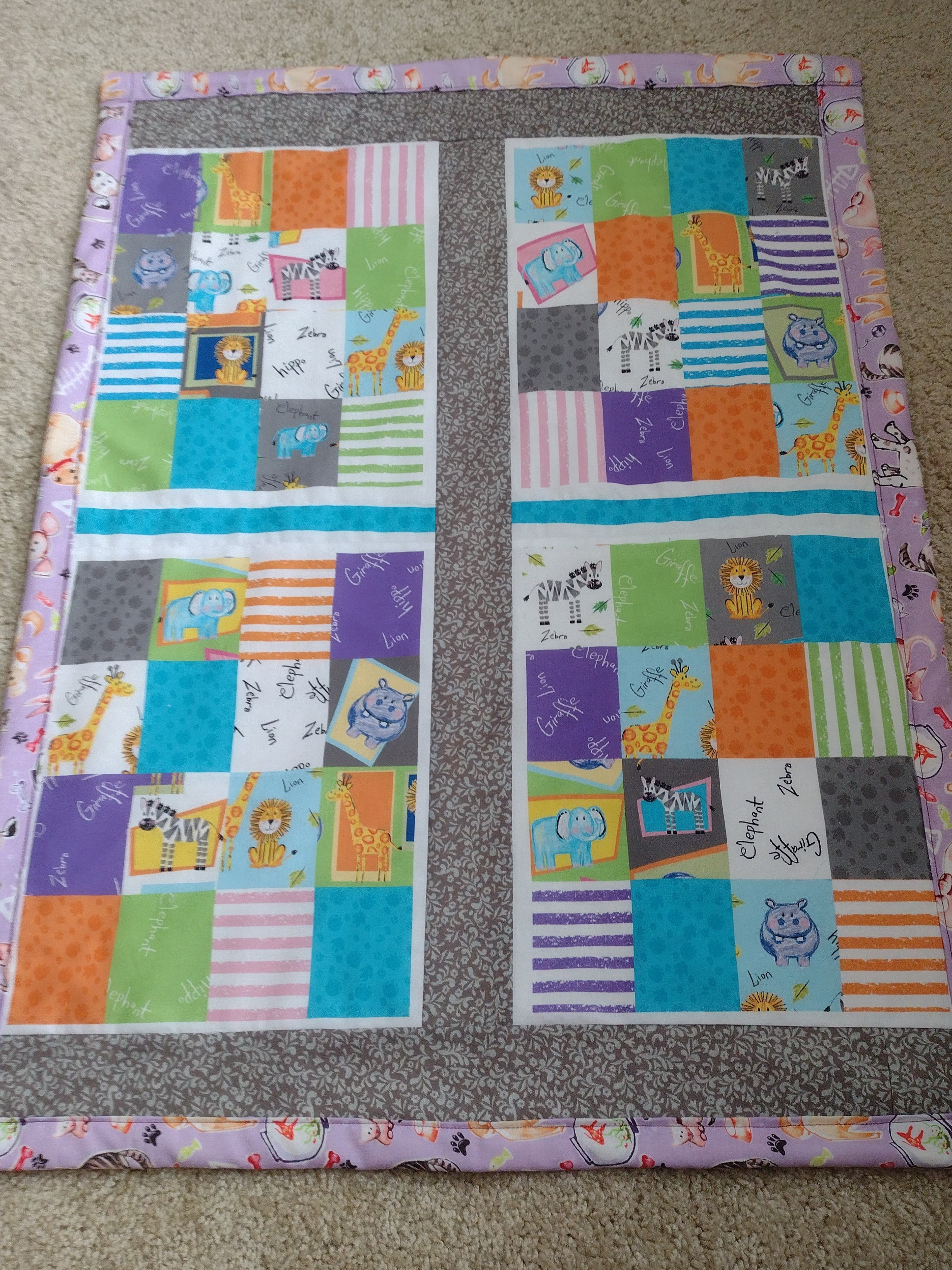 バイヤー厳選用品 ベビーブランケット　キルト　アニマル　手縫い　ハンドメイド　79×86cm ベビー用寝具・ベッド