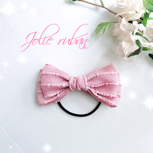 再販】軽い素材！ポンポンステッチ❤︎インディゴピンク リボン