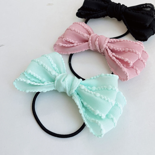 再販【NEWミントブルー】ラインリボン♡ヘアゴム