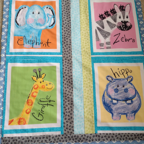 動物柄パネル、パッチワークベイビーブランケット、ひざ掛け 雑貨