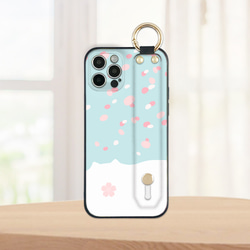 ハンドメイド本牛革携帯ケース（桜柄） ハンドメイド本牛革携帯ケース（桜柄） iPhoneアクセサリー
